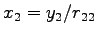 $x_2 = y_2 / r_{22}$